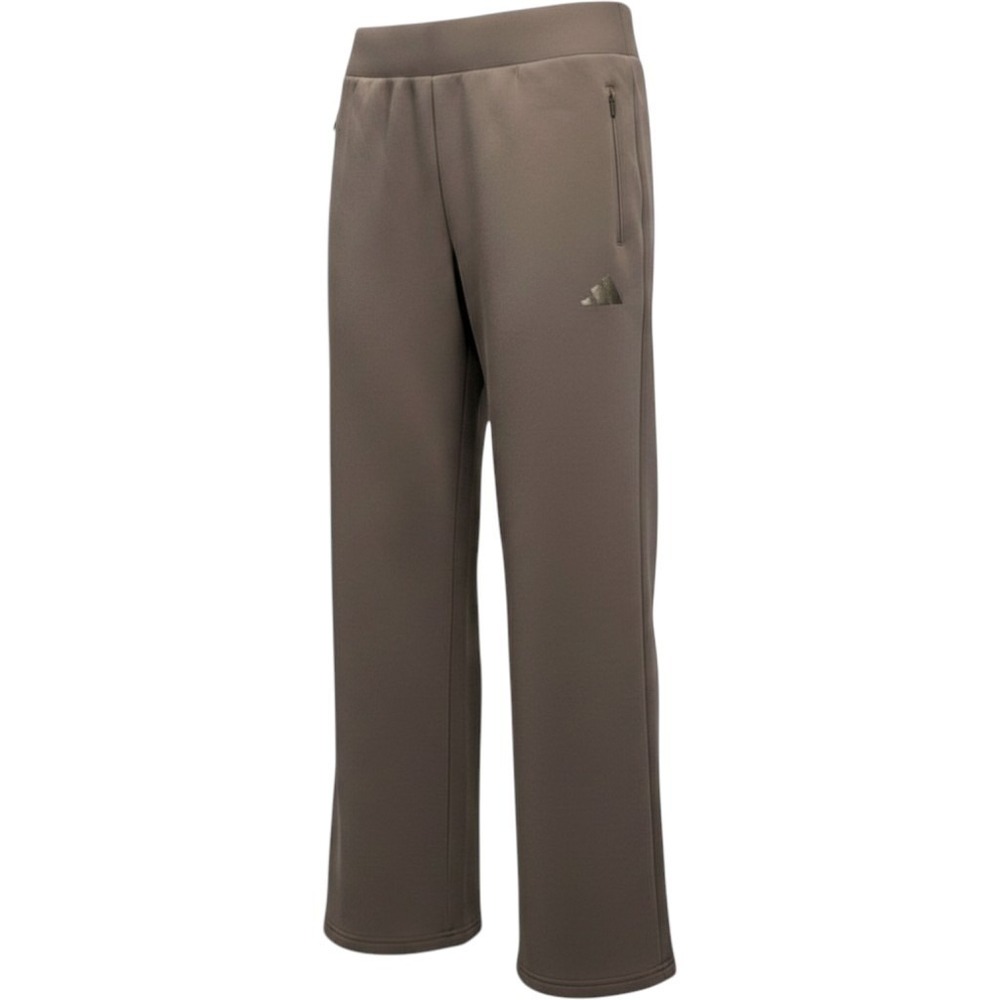 Adidas Womens Wide Leg Track Pants Brown Elastic Waist Zip Pockets Small